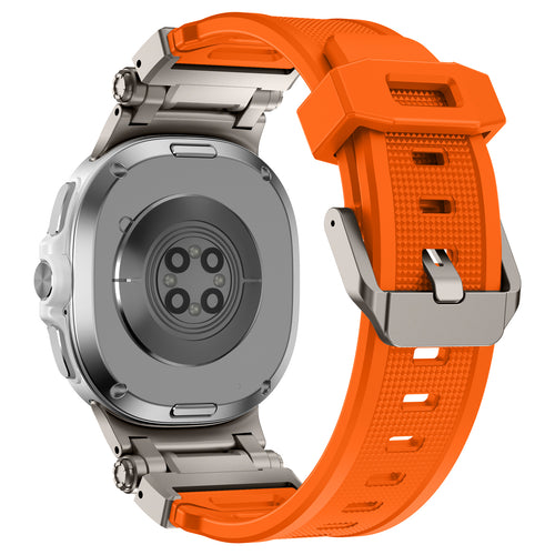 Samsung Galaxy Watch 8 Classic 'Explorer' Silicone Strap (Orange with Titanium)