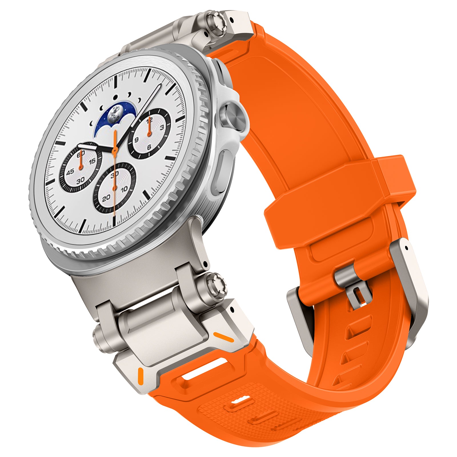 Samsung Galaxy Watch 8 - 44mm 'Explorer' Silikonarmband (Orange mit Titan)