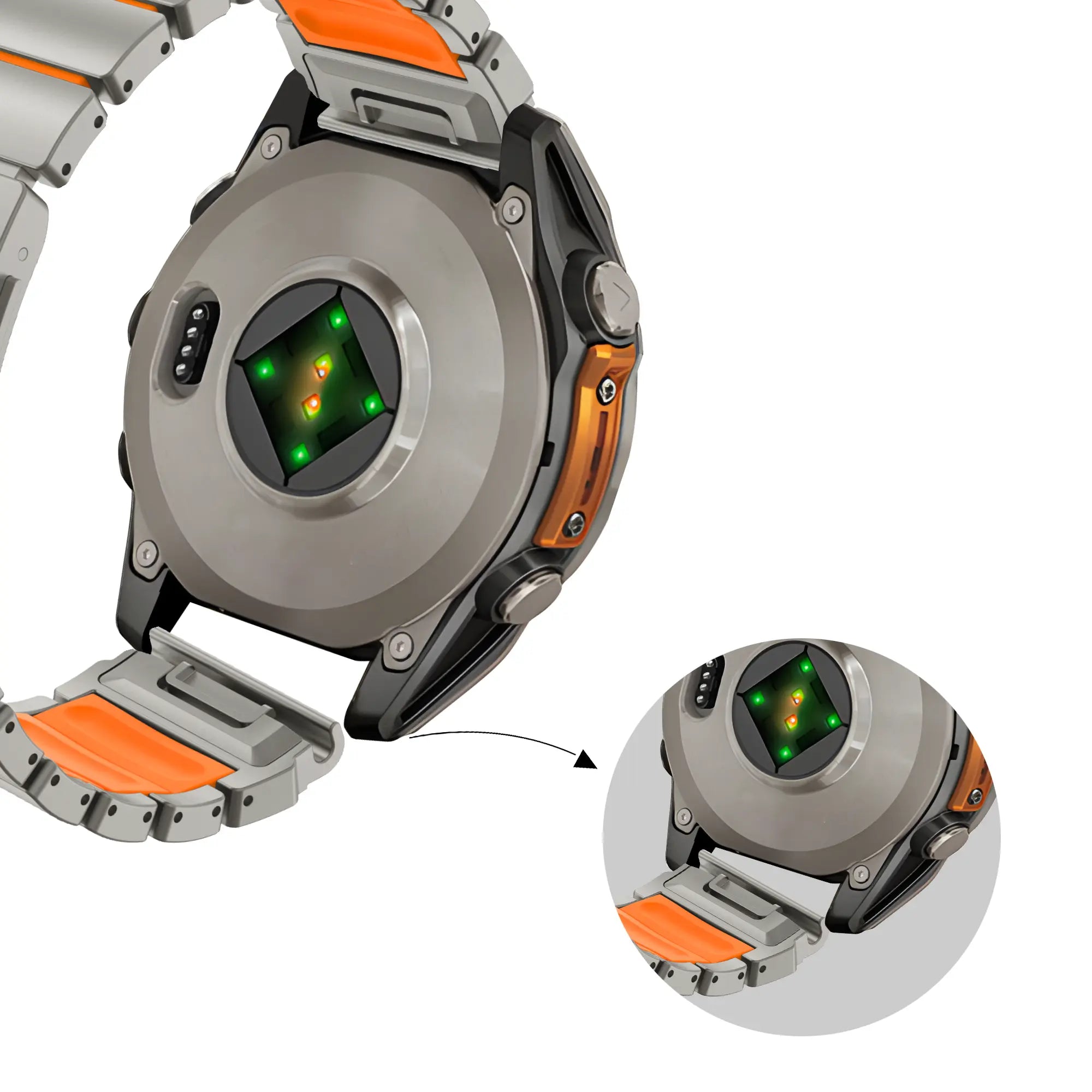 Bandz Garmin Fenix 7 Titanium Strap 'Hybrid' (Titanium/Orange)