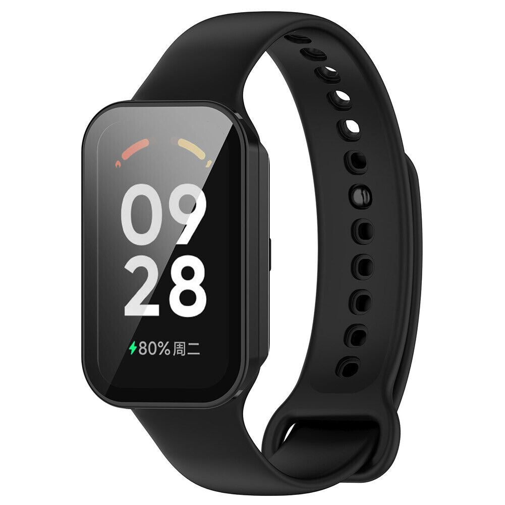 Funda dura con vidrio Xiaomi Smart Band 8 Active (negro)
