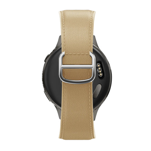 Bandz Actyve Smartwatch 20mm Leather Strap 'D-Type' (Creme)