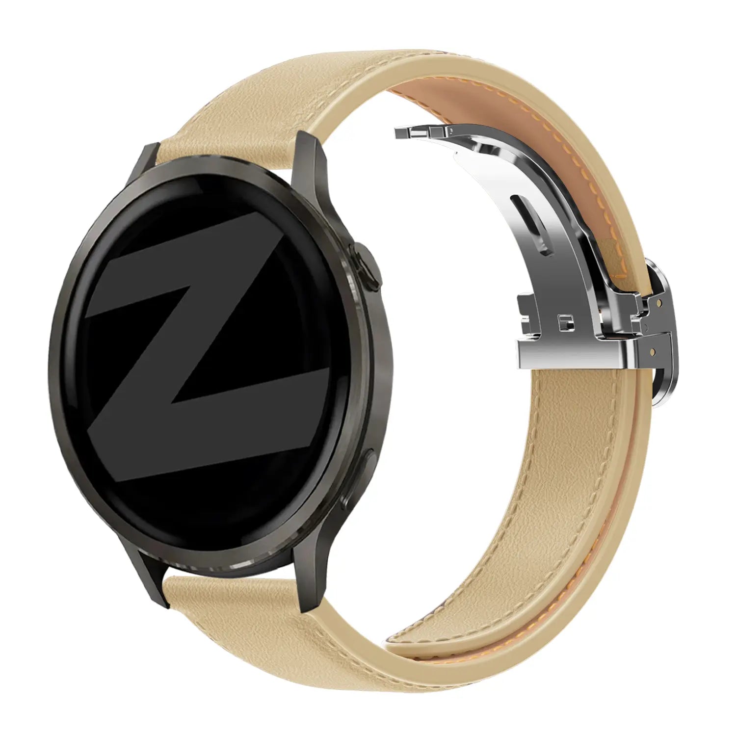 Bandz Actyve Smartwatch 20mm Leather Strap 'D-Type' (Creme)