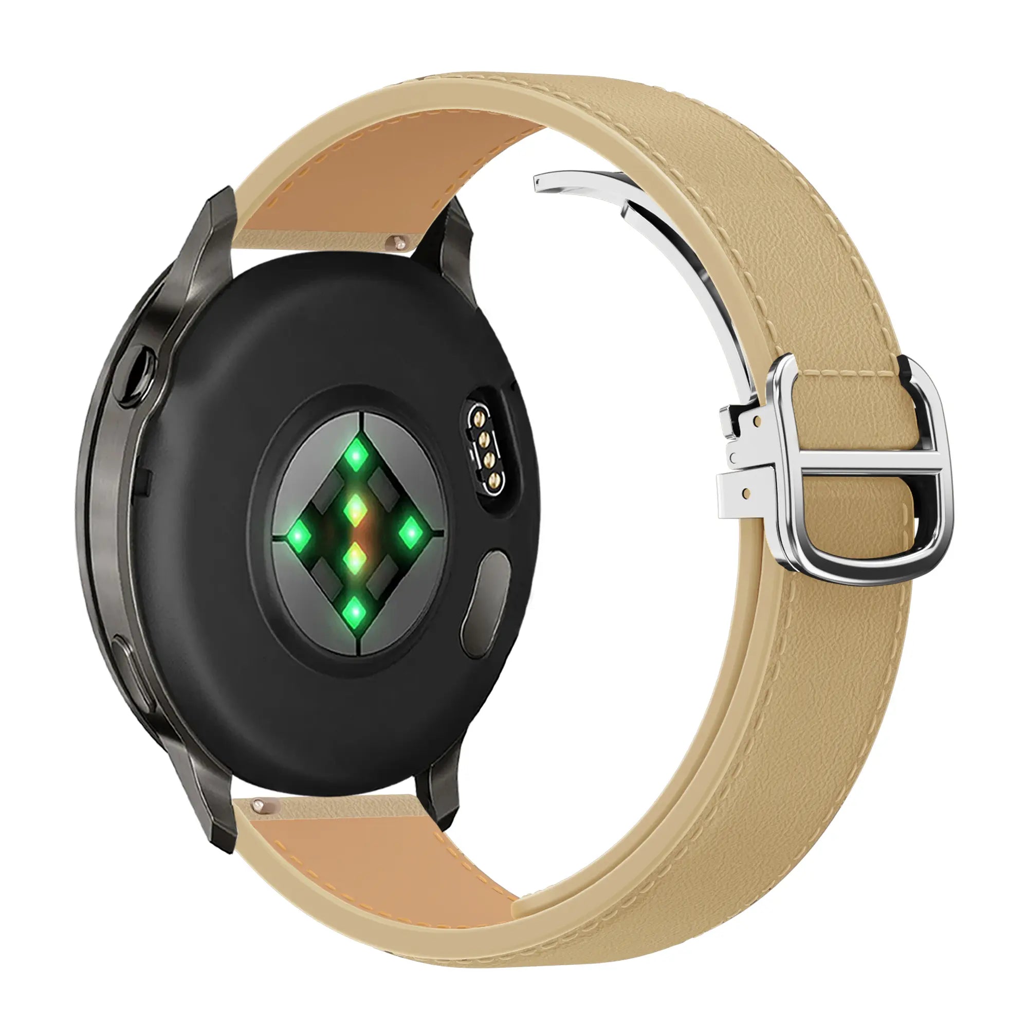 Bandz Actyve Smartwatch 20mm Leather Strap 'D-Type' (Creme)