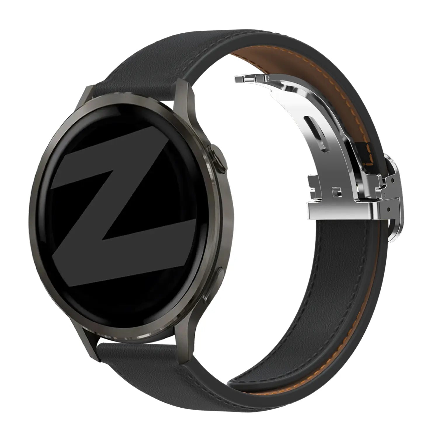 Bandz Actyve Smartwatch 20mm Leather Strap 'D-Type' (Black)