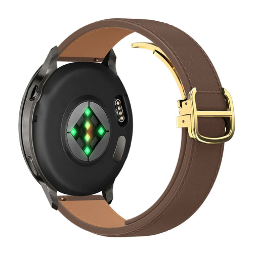Bandz Huawei Watch GT 3 Pro - 43mm Lederarmband 'D-Type' (Dunkelbraun)