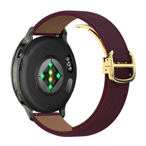 Bandz Amazfit Cheetah 2 Pro Lederen band 'D-Type' (wijnrood)