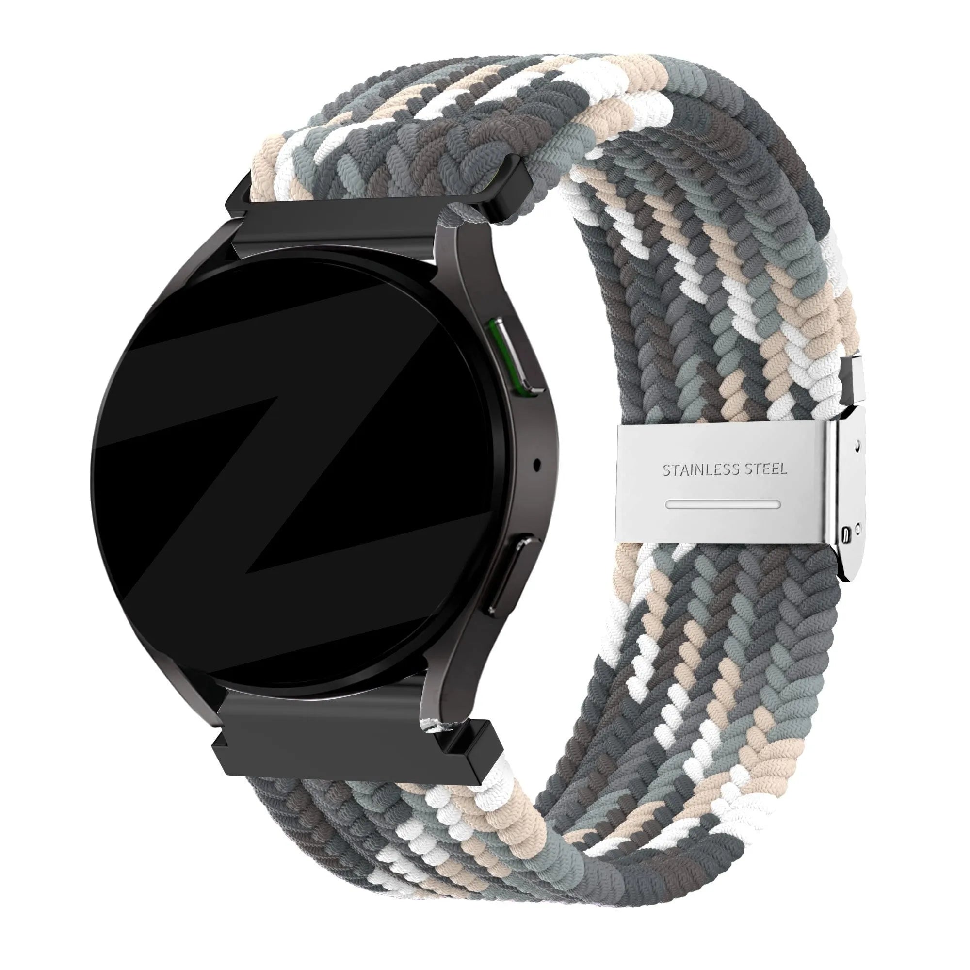 Bandz Correa nylon tejida Oozoo Smartwatch 20mm (negro mandala)
