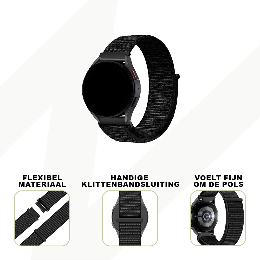 Bandz Garmin Venu 2 Nylon Loop Armband (Schwarz)