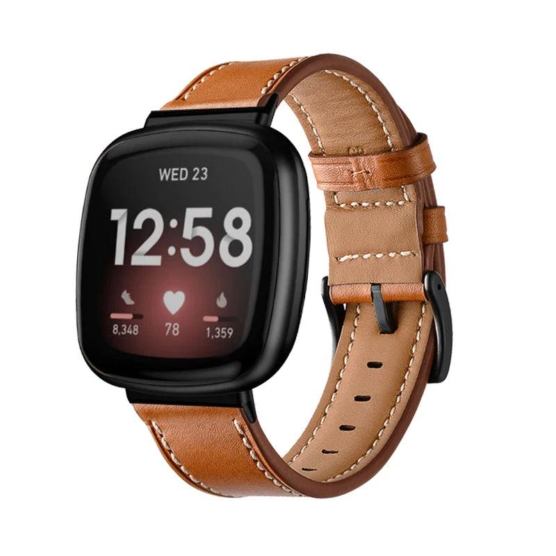 Fitbit Versa 3 Modern Leather Strap (Brown)