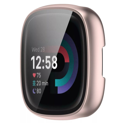 Funda rígida con vidrio Fitbit Versa 4 / Sense 2 (oro rosa)