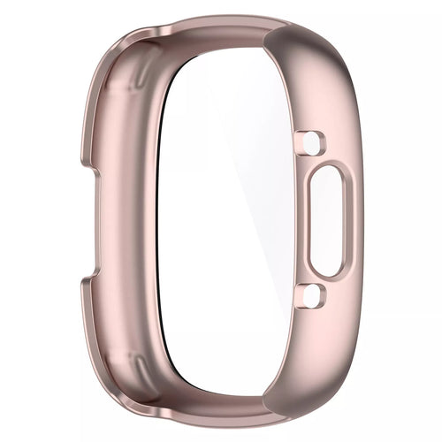 Funda rígida con vidrio Fitbit Versa 4 / Sense 2 (oro rosa)