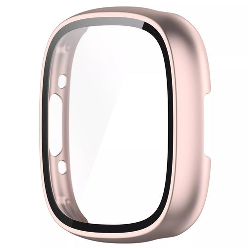 Funda rígida con vidrio Fitbit Versa 4 / Sense 2 (oro rosa)