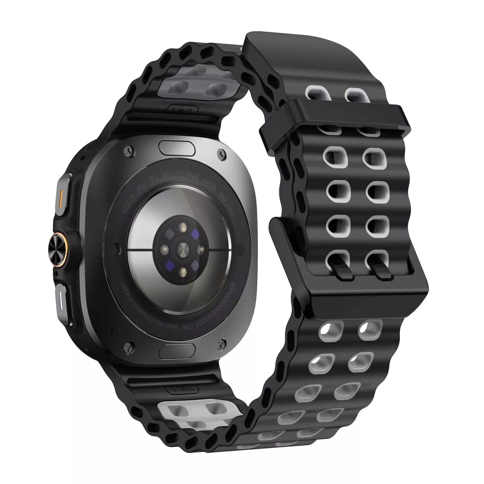 Samsung Galaxy Watch Ultra wave siliconen bandje (zwart/grijs)