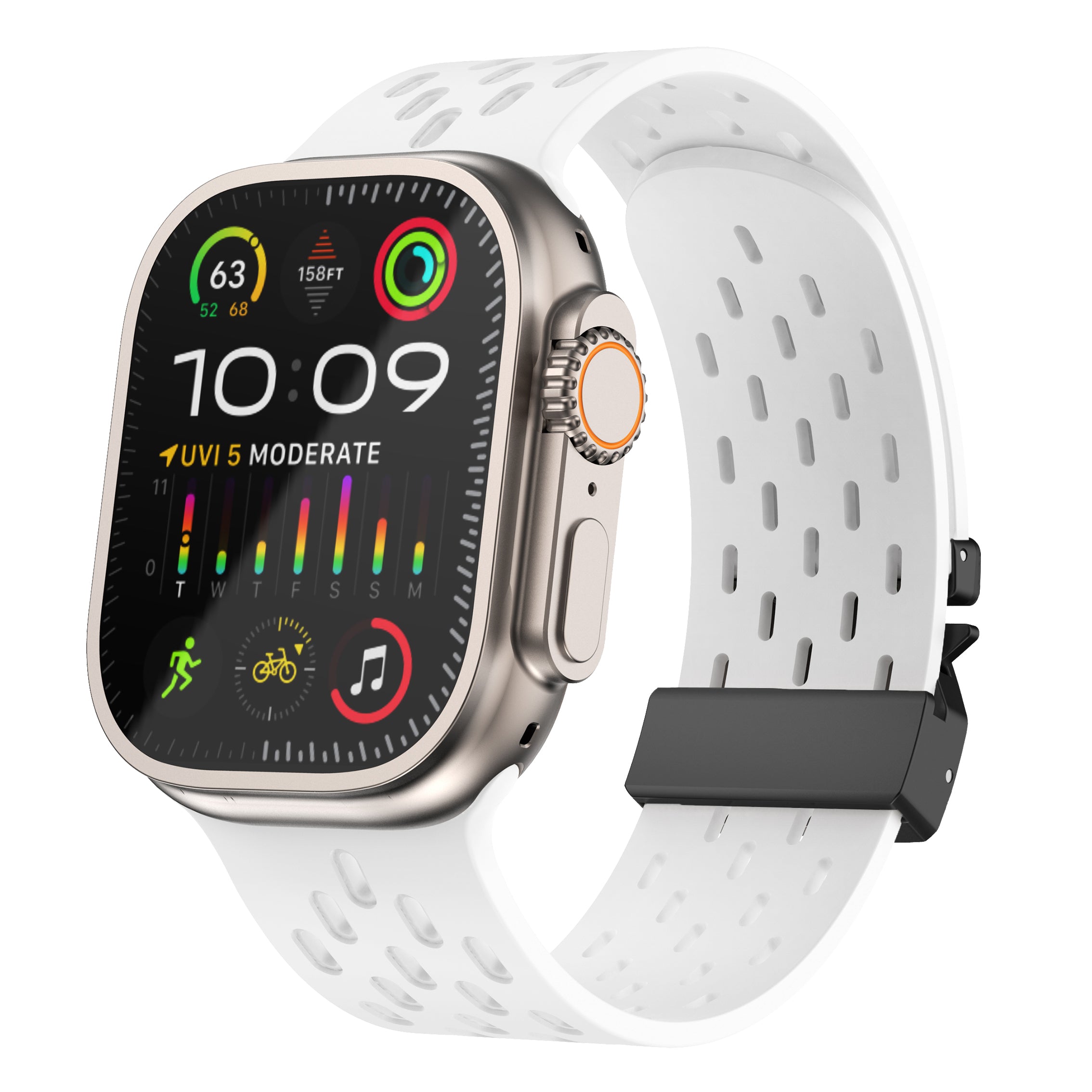 Apple Watch Silikonarmband mit P-Schnalle (Weiß)