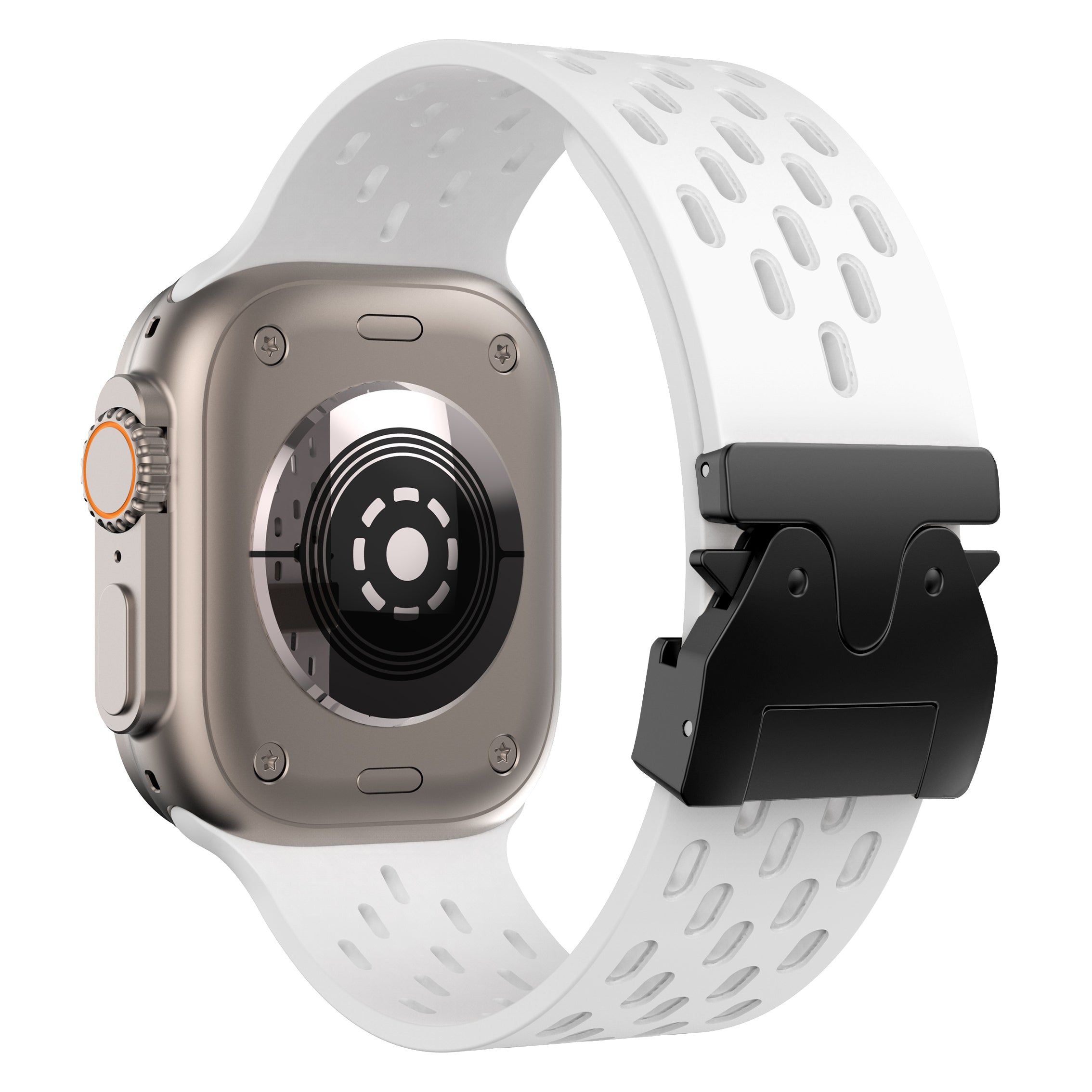 Apple Watch Silikonarmband mit P-Schnalle (Weiß)