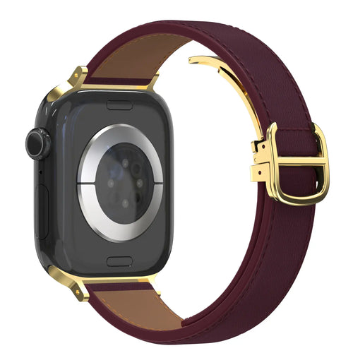 Bandz Apple Watch Lederen band 'D-Type' (wijnrood)
