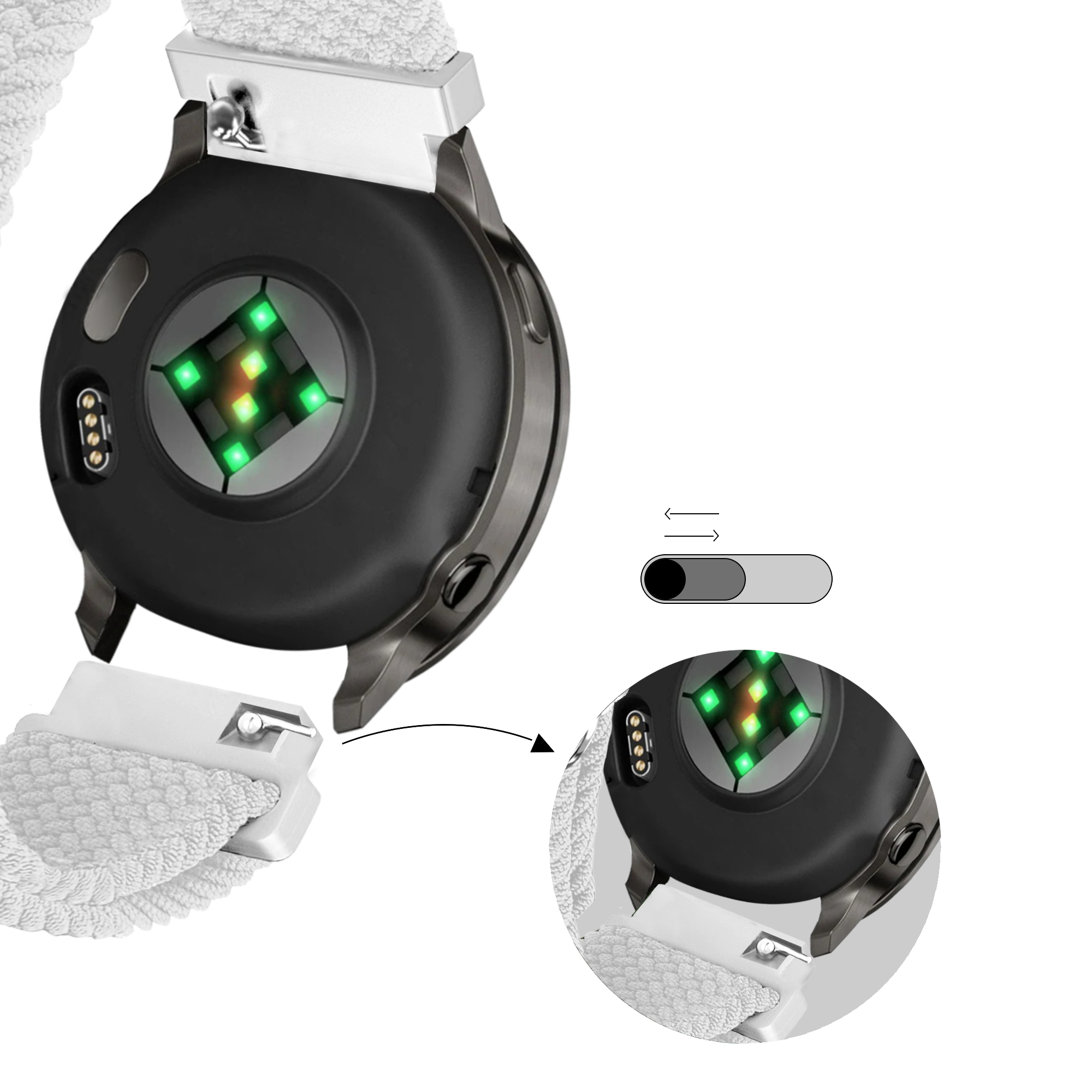 Bandz Correa trenzada ajustable Garmin Vivoactive 4s (blanco)