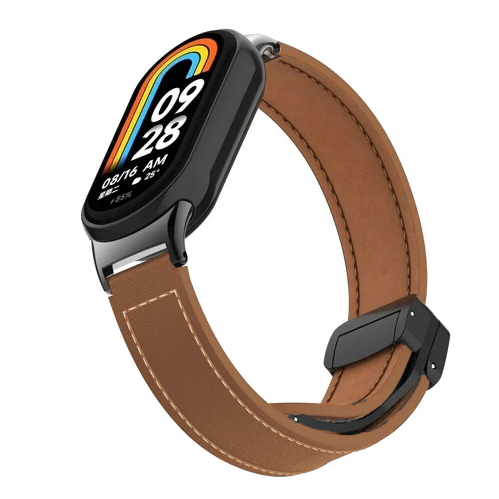 xiaomi mi band 8 leather d buckle brown 1