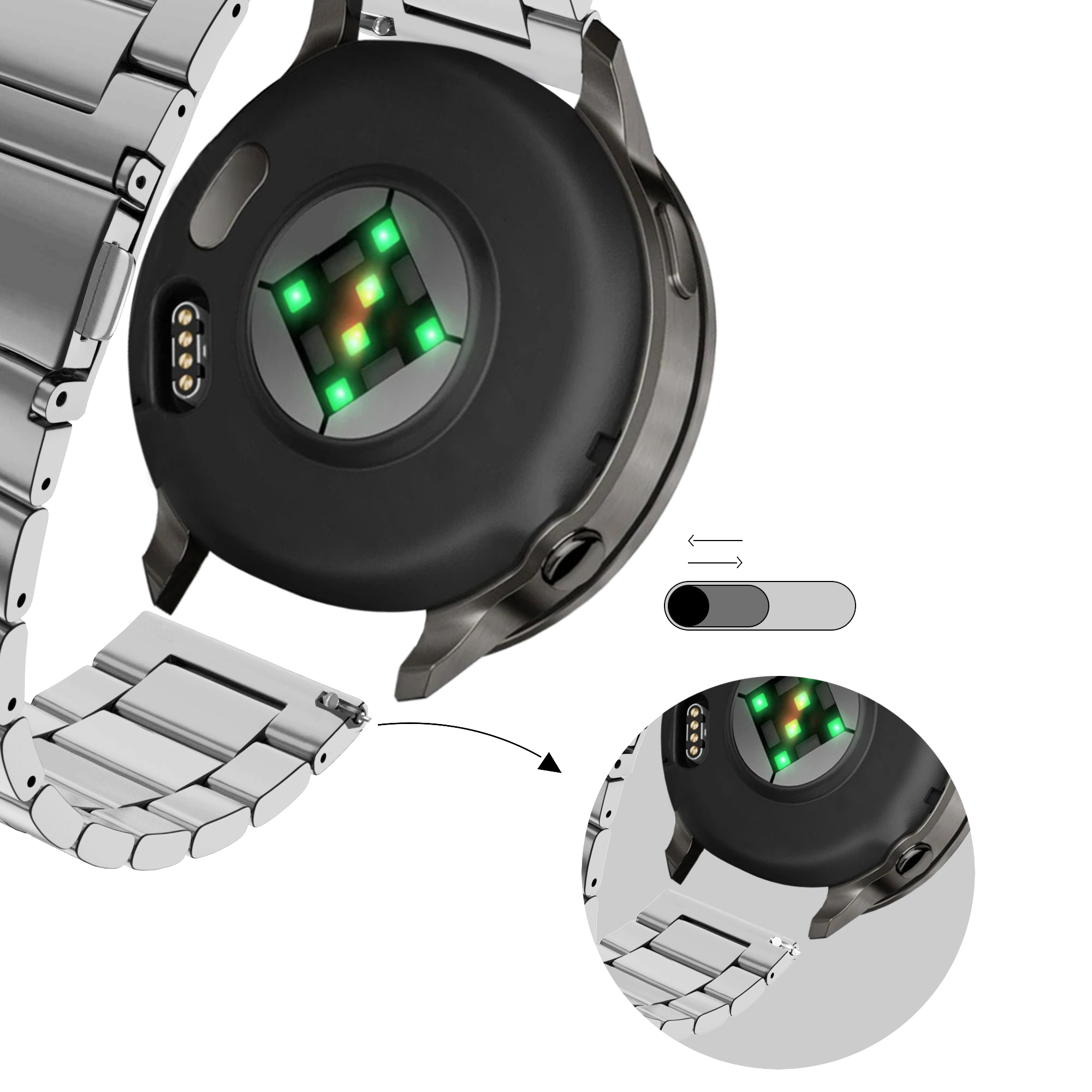 Bandz Garmin Approach J1 stalen band 'Classic' (zilver)