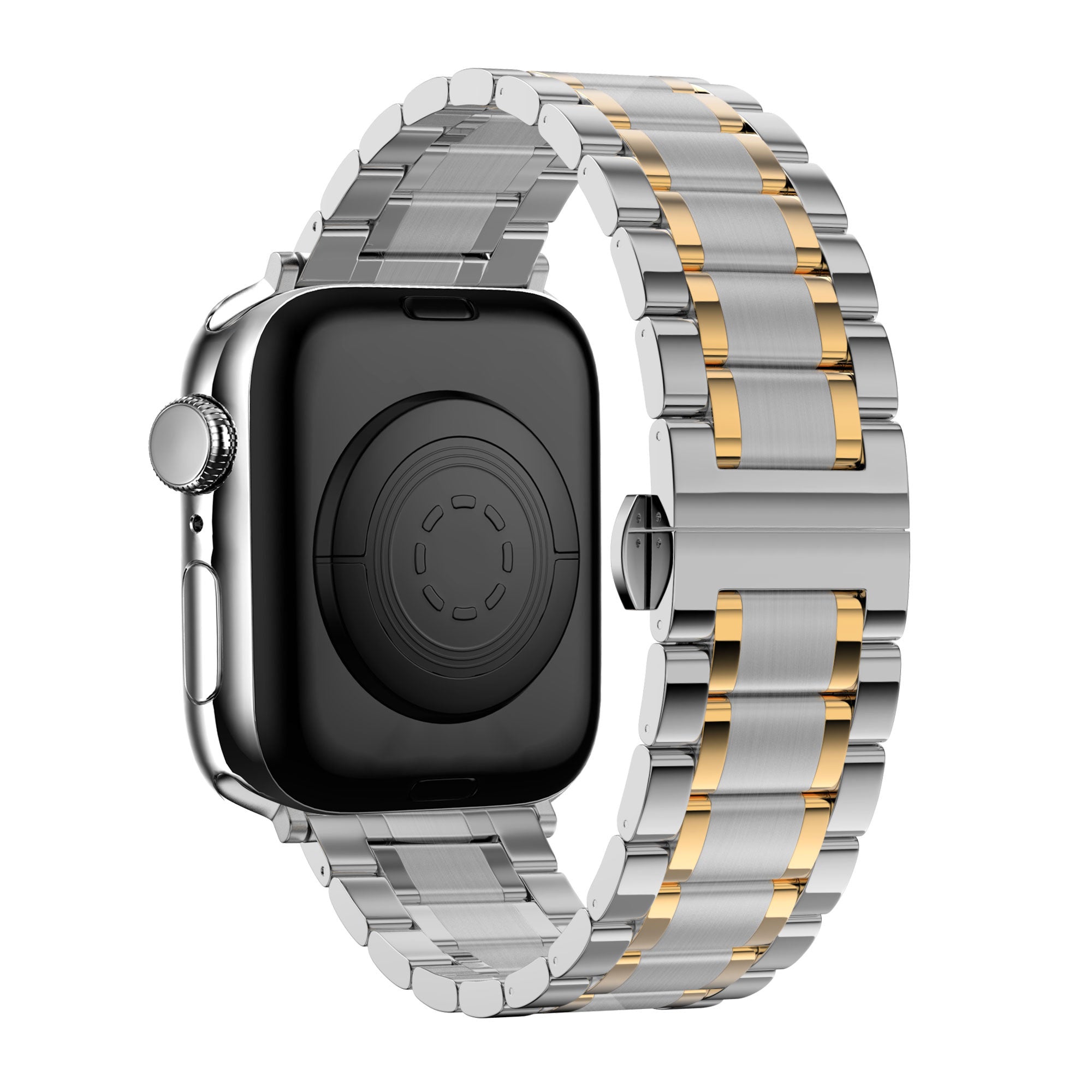 Bandz Apple Watch Ultra Stahl Gliederarmband 'Deluxe' (Silber/Gold)