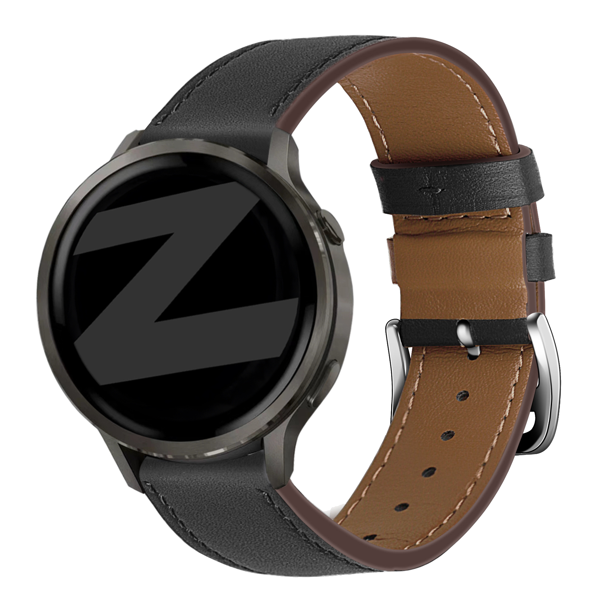 Bandz Garmin Forerunner 265s Lederarmband 'Deluxe' (Schwarz)