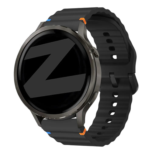 Bandz Bracelet silicone ondulé Garmin Venu SQ 2 (noir)