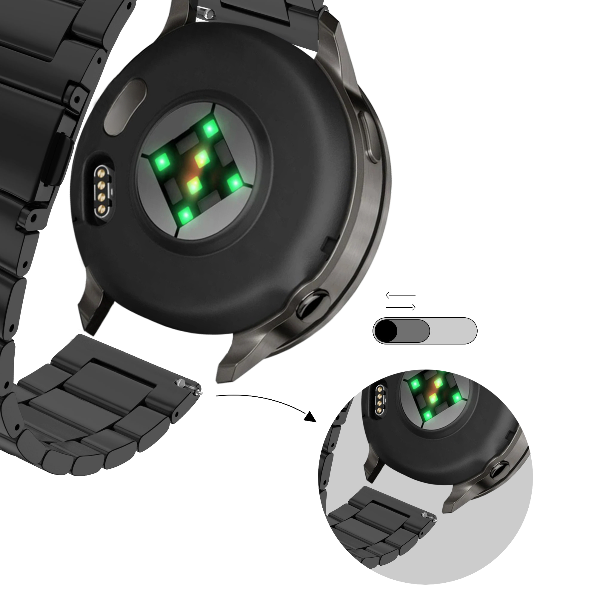 Bandz Garmin Forerunner 265s Steel Strap 'Classic' (Black)