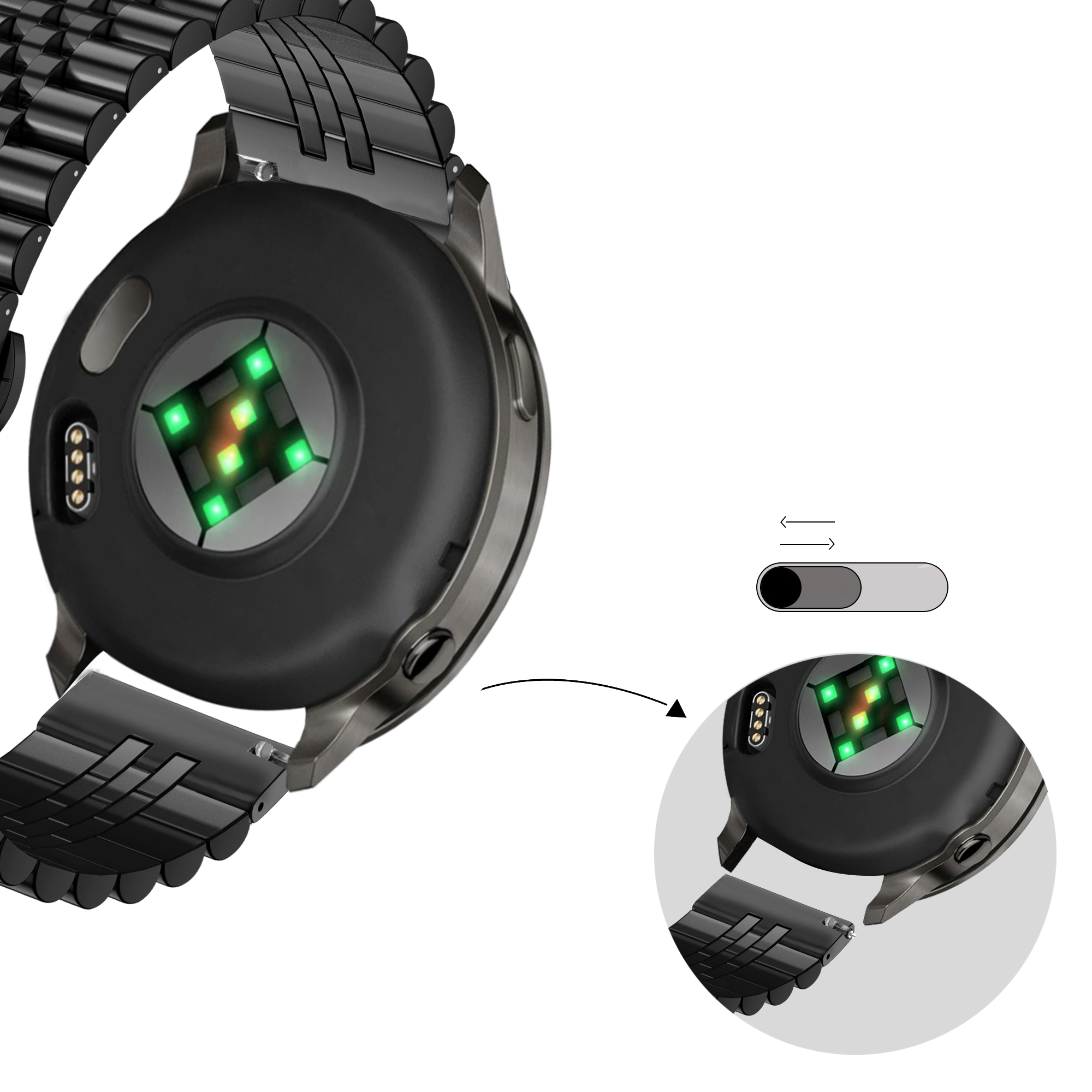 Bandz Garmin Forerunner 645 Steel Strap 'Jubilee' (Black)